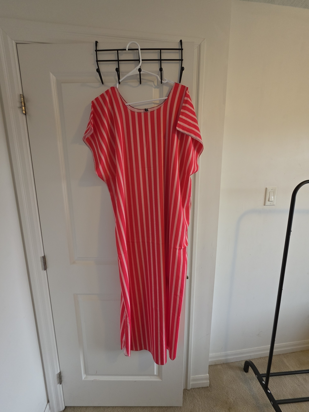 African Bubu- Red & White Stripe